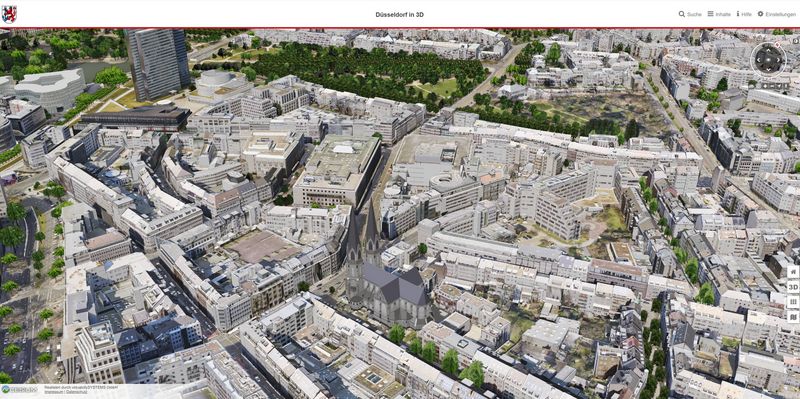 Das digitale Stadtmodell "Düsseldorf in 3D" wird aktuell um weitere Funktionen ergänzt.